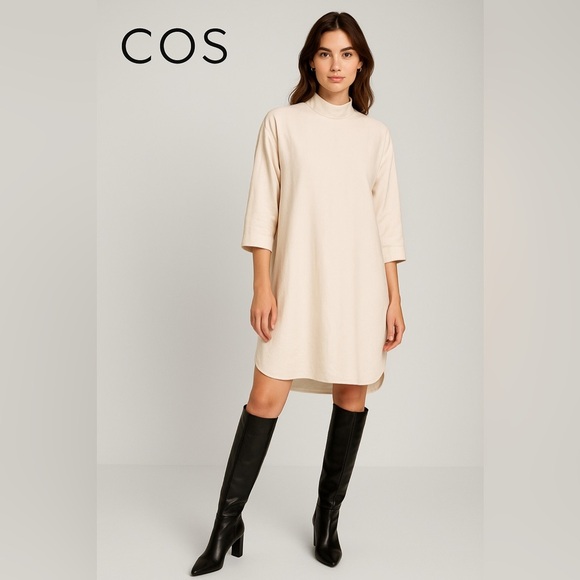 COS Collection of Style Minimalist Oversized Mock Neck Dress – Blush Beige - Picture 1 of 6